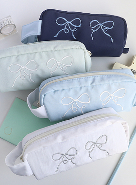 3egiz原创蝴蝶结设计感笔袋ins风文具袋便携简约个性女生铅笔盒