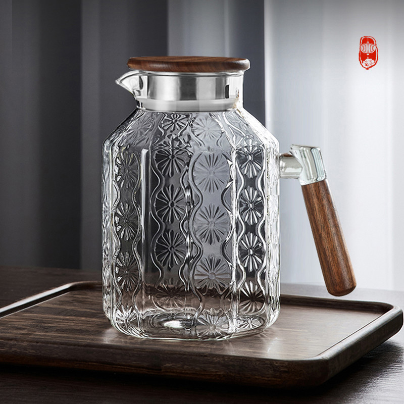 复古冷水壶玻璃耐高温家用大容量水瓶白开水杯套装扎壶茶壶凉水壶