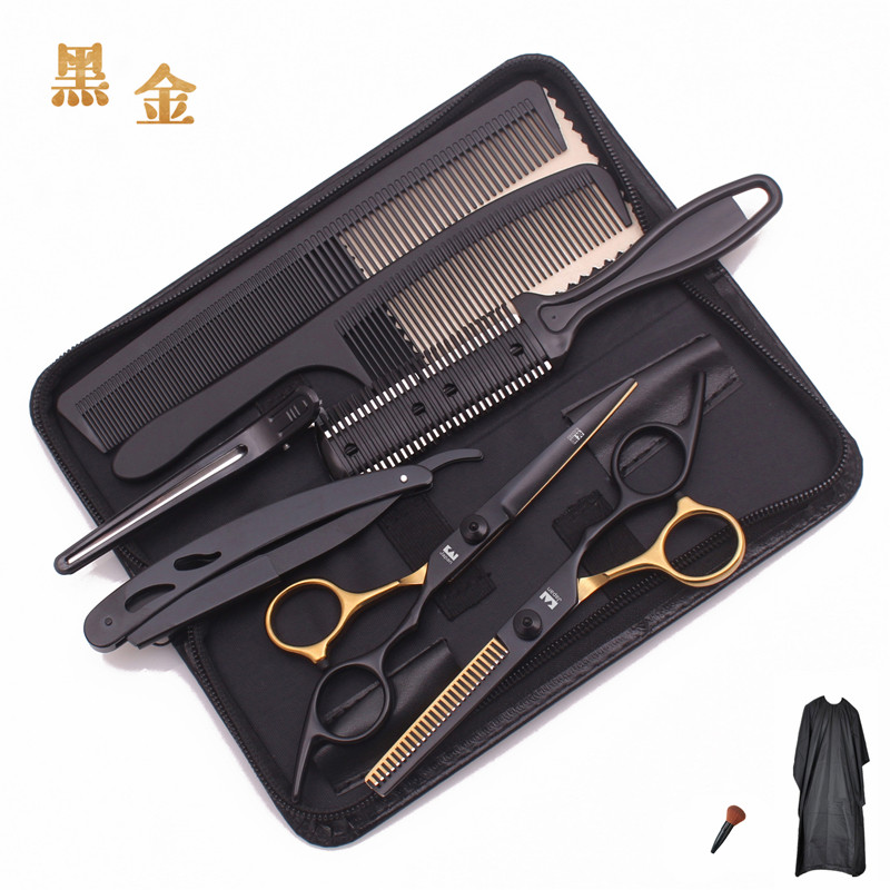 火匠理发剪刀初学6寸黑金平剪刘海打薄牙剪家用美发套装修发工具
