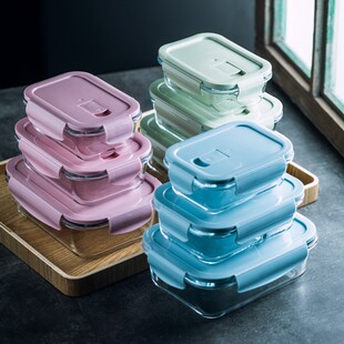 玻璃保鲜盒冰箱专用大小号长方形密封饭盒微波炉加热食便当盒碗