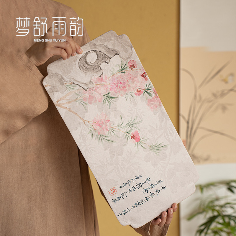 香云纱繁花盛开双面干泡茶席防水禅意桌旗壶承桌布日式茶具茶