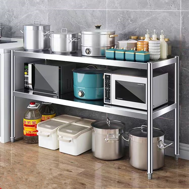 2层不锈钢置物架台面落地置物架整理架分层家用