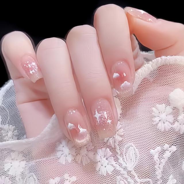 【Fairy雾都星语】纯穿戴甲猫眼短款甜美风显白光疗美甲贴片