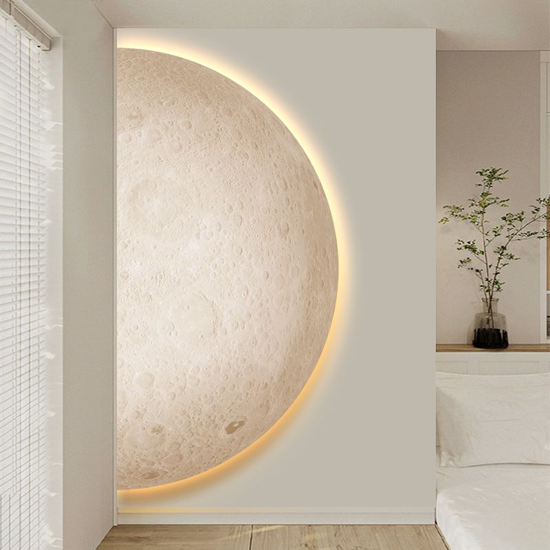 月球玄关装饰画抽象肌理led氛围灯壁画现代简约入户走廊过道挂画