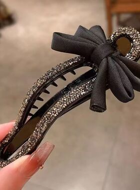 镶钻夹抓夹女后脑勺懒人盘发优雅鸭嘴夹发饰蝴蝶结发夹头饰Y22