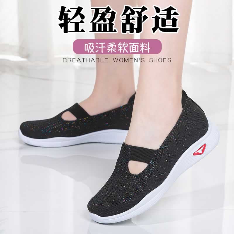 老北京布鞋女夏软底运动休闲网面新款老年防滑透气