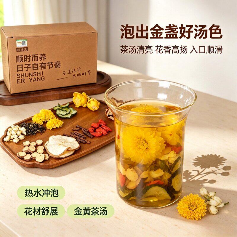 金盏蒲菊茶 陶菊公英根雪梨干陈皮枸杞组合茶