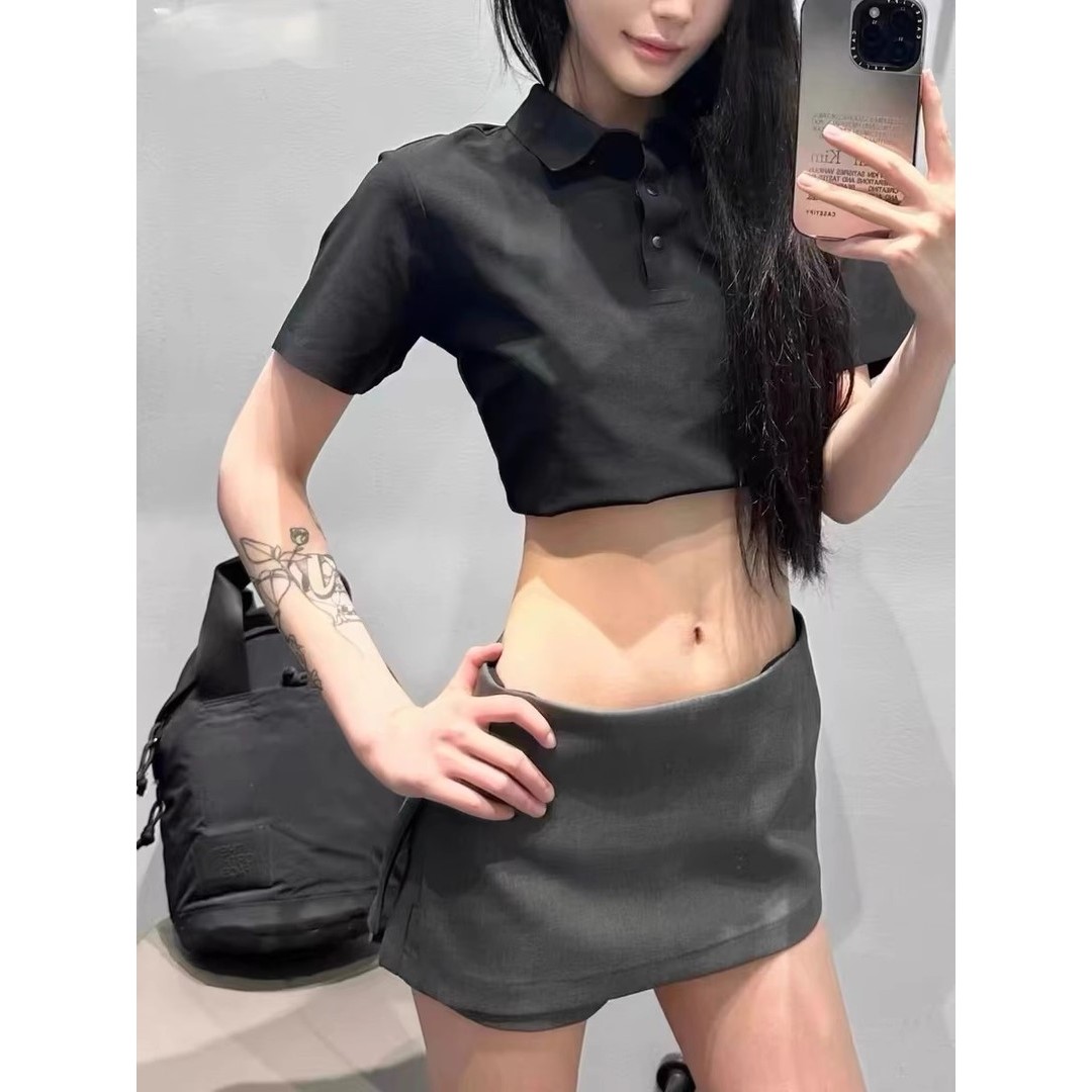 辣妹叠穿假两件西装a字包臀裙女夏季低腰显瘦百搭防走光半身裙子