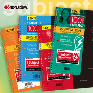 凯萨KAISA灵感系列美式线圈笔记本凯撒高颜值A4分栏科目本英语单