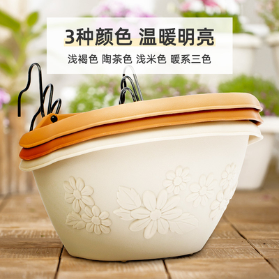 爱丽思iris花型纹壁挂花盆加厚半圆挂墙塑料带挂钩多肉吊兰爱