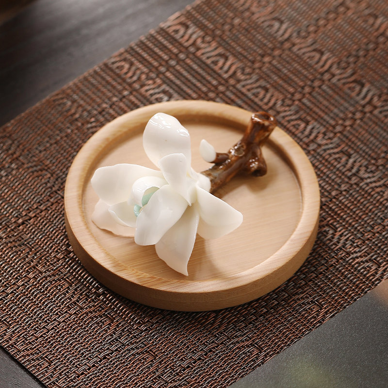 陶瓷玉兰花线香香插香座底座香托香炉家用室内茶桌香薰炉禅意
