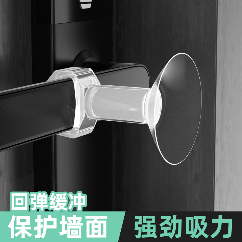 门吸免打孔新款透明软硅胶门挡器卫生间加大吸盘阻尼门把手防