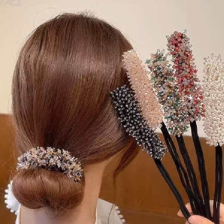 懒人盘发棒神器水晶造型女头发水晶蓬松发饰发量少卷发发夹头绳