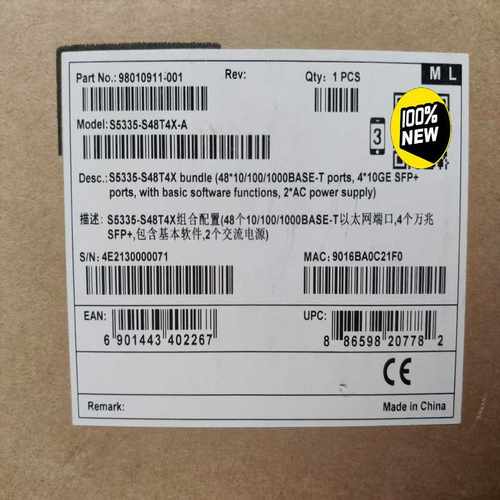 询价~全新原包装S5335-S48T4X-A万兆三层交换机自带双电