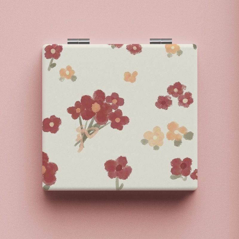 高颜值ins风翻盖化妆镜复古随身折叠镜便携手持补妆小镜子双