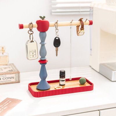 阿楹 轻奢复古入门玄关柜钥匙托盘摆件高级收纳口罩艺术置物挂架