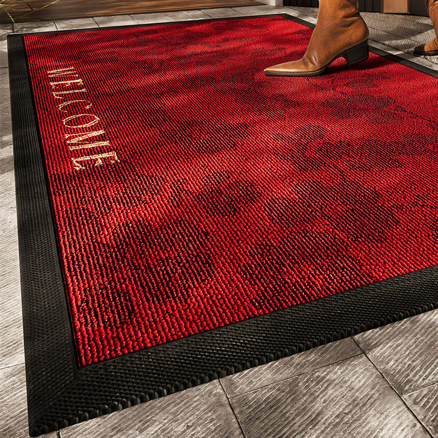 高端别墅大宅红色地垫入户门垫耐脏加厚大门户外防滑垫子进门地毯