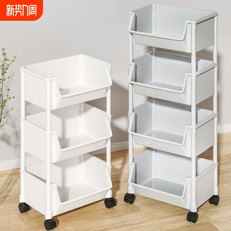 小推车置物架家用落地多层收纳书架移动厨房果蔬菜篮架子多功能