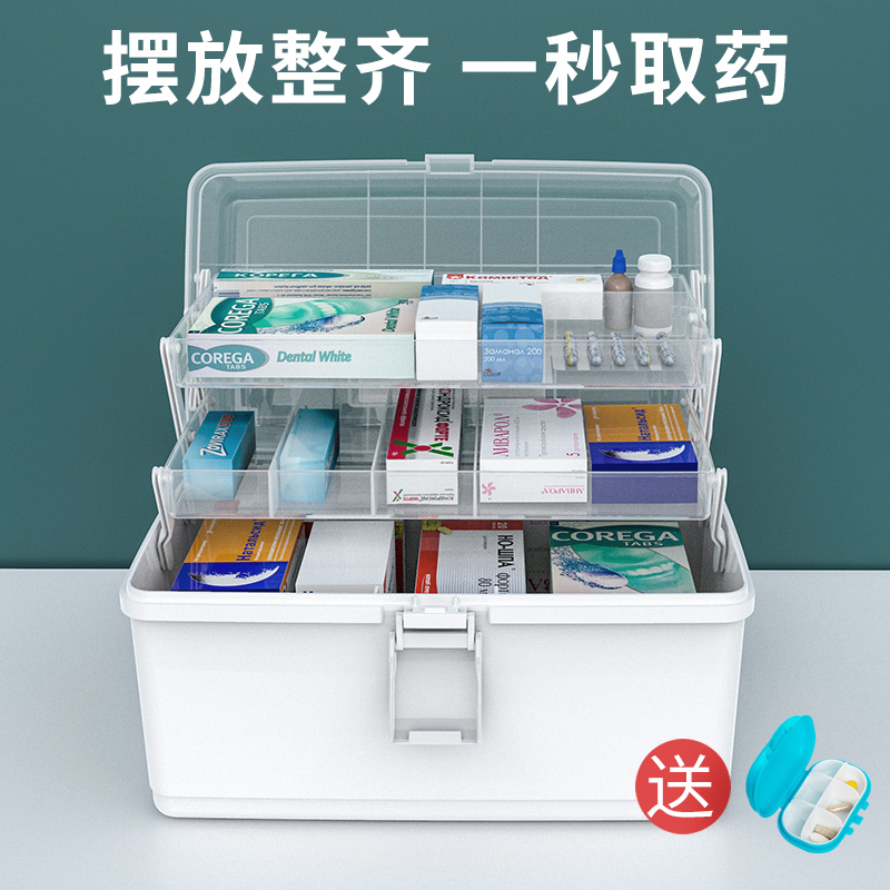 药箱家用医药箱药急救医疗药物收纳盒分格多层大容量家庭装宝宝