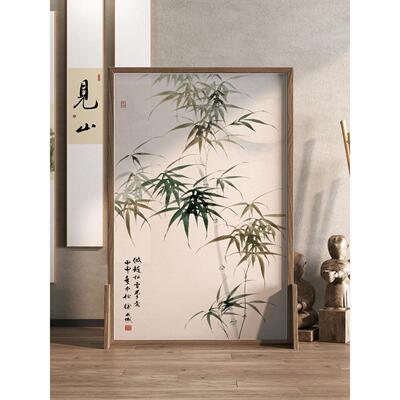 中式屏风隔断客厅实木茶室家用卧室遮挡床边书房禅意竹子移动座屏