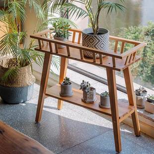 实木花架客厅阳台置物架室内花盆架子多层落地式轻奢高级北欧