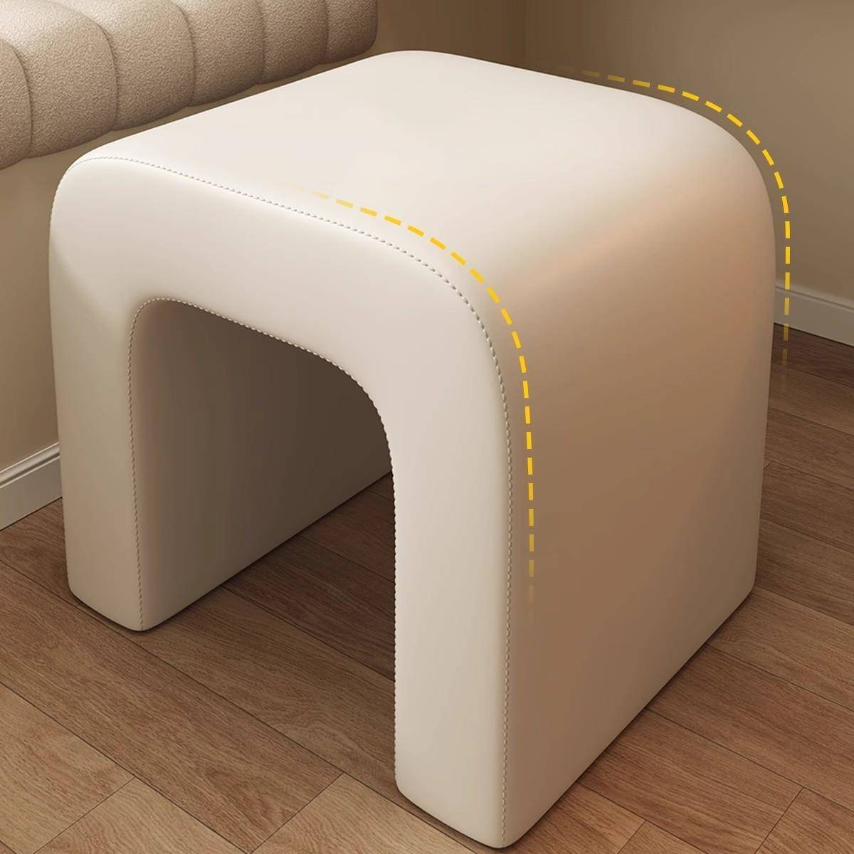 白色奶油风化妆凳女生卧室化妆椅子现代简约2024新款梳妆台凳子木