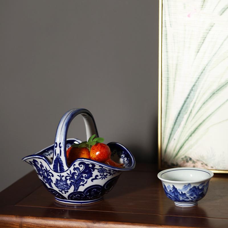 陶瓷器创意花瓶摆件中式家居青花瓷摆件客厅电视柜装摆件装饰品瓶