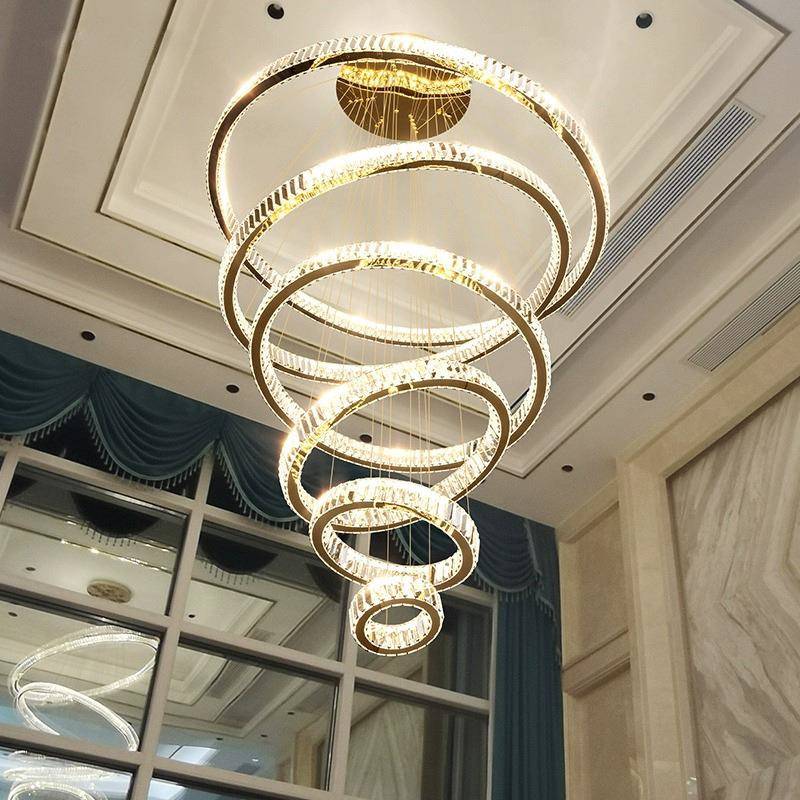 轻奢挑空客厅灯楼梯灯长吊灯简约现代大气自建房别墅复式楼大吊灯