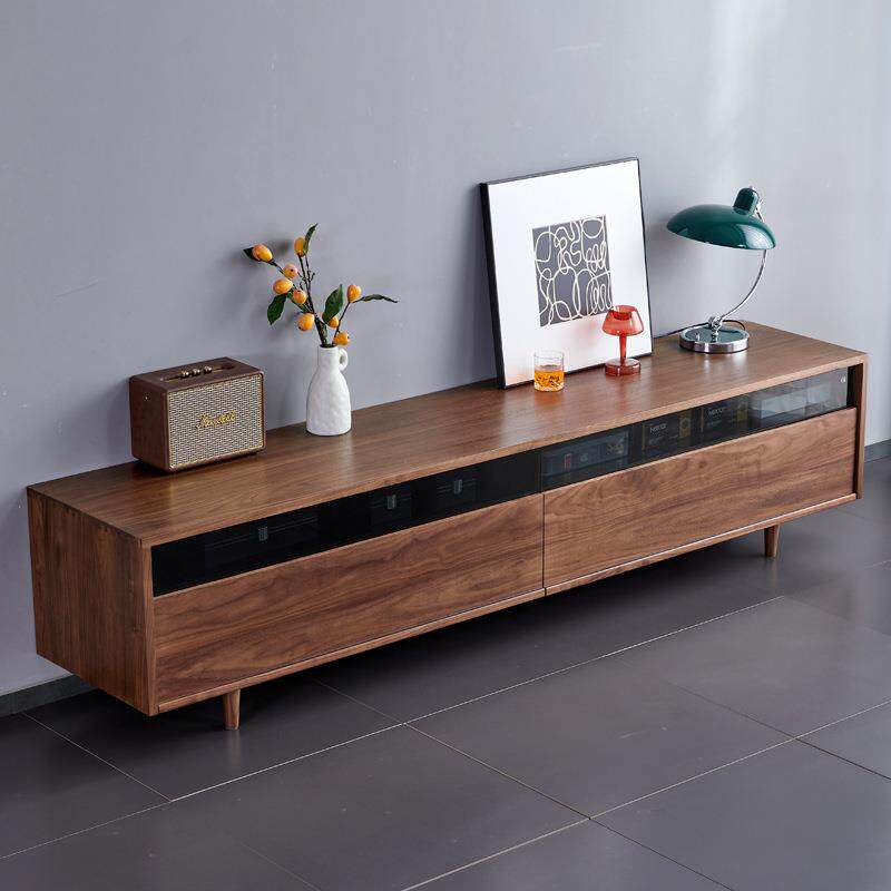 北欧黑胡桃全实木电视边柜茶几柜简约现代小户型客厅储物收纳边柜