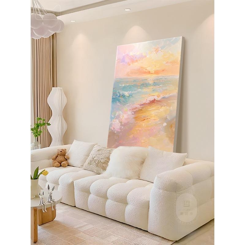 奶油风客厅装饰画高级感海景大气落地壁画现代抽象沙发背景挂画