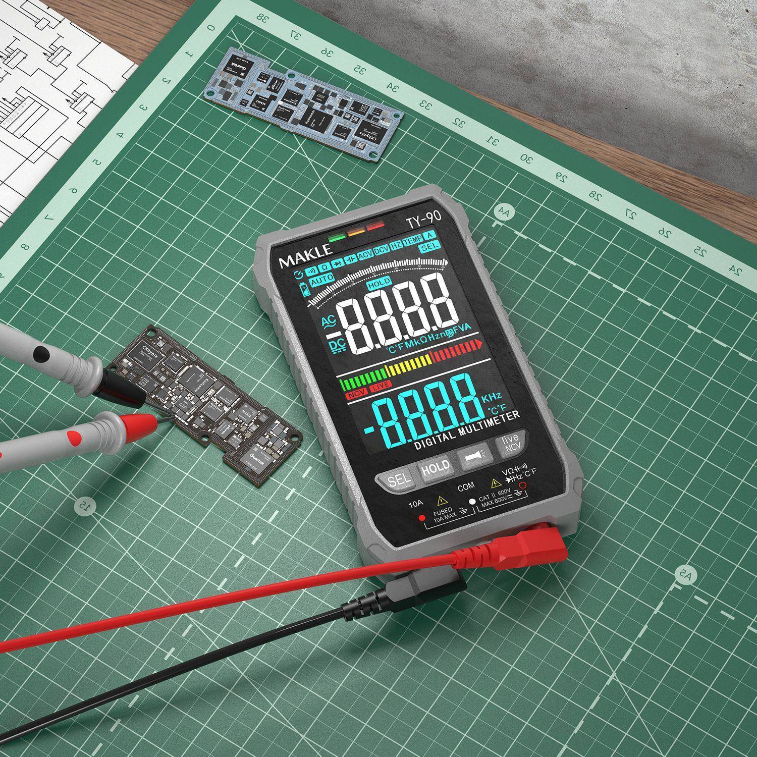 TY90多功能智能数字万用表便携全自动防烧万用表电工表