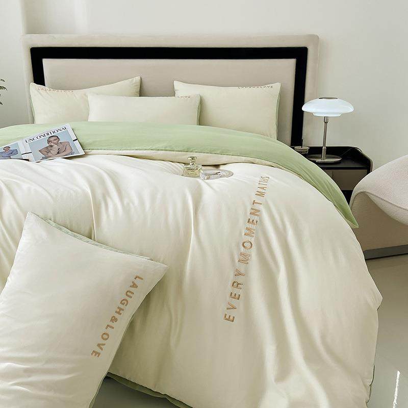 2024新款床上用品40支长绒棉四件套全棉被套床单纯棉刺绣三件套件