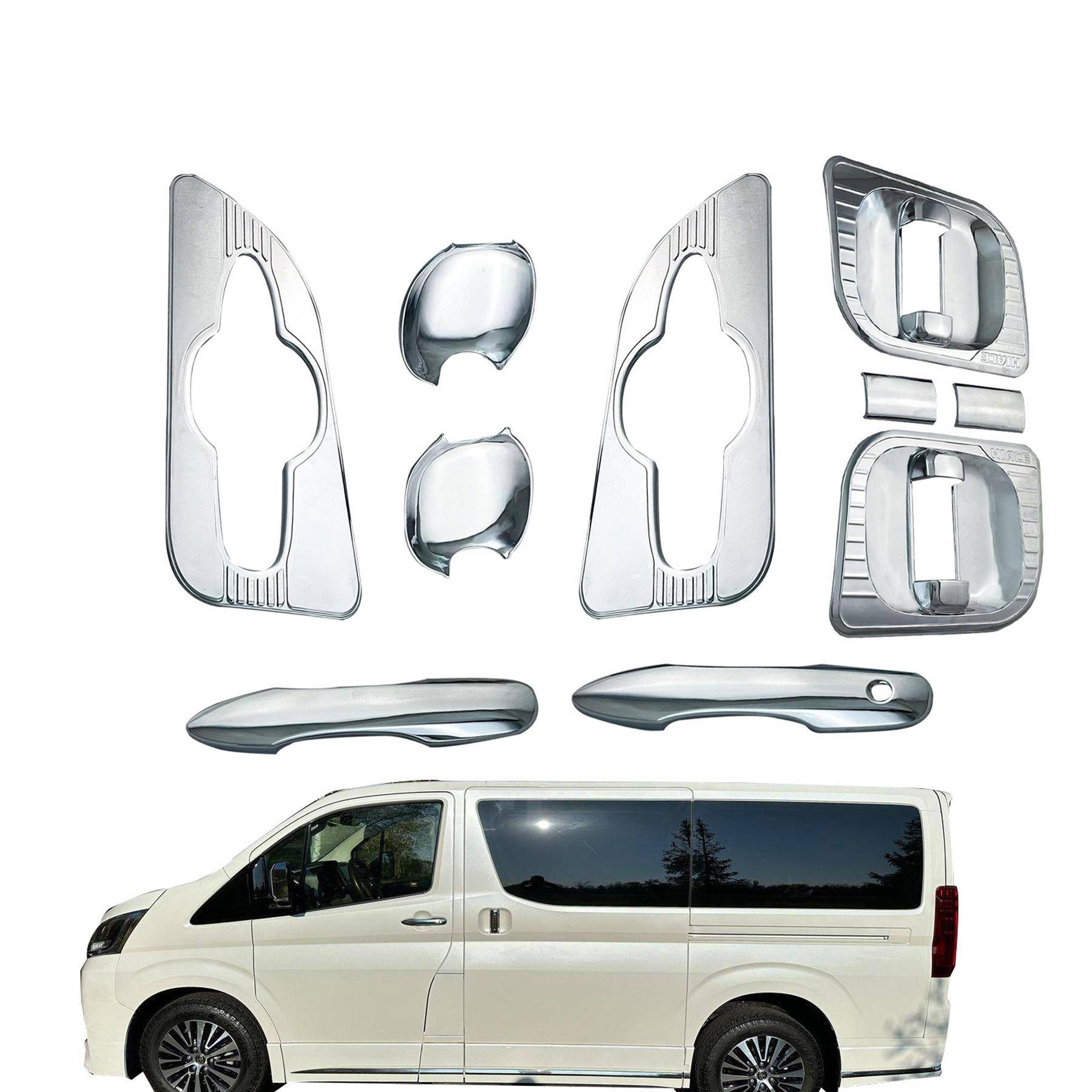 适用于2019-2022丰田海狮HIACE门碗门把手装饰改装拉手盖装饰贴