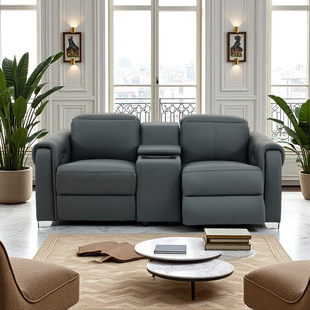 意式简约真皮沙发头层牛皮电动伸缩功能小户型客厅两人位组合沙发