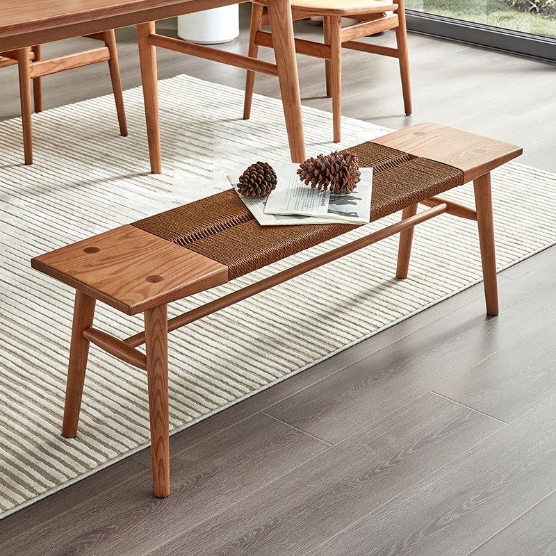 北欧实木绳编长条凳板凳家用客厅卧室多人长椅民宿酒店复古换鞋凳,住宅家具,床尾凳/长凳,淘宝优惠券,粉丝福利购,淘宝优惠卷