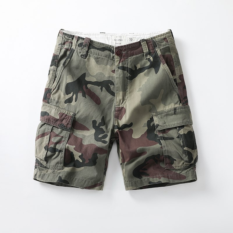 2025夏季新款纯棉迷彩工装短裤男宽松直筒多口袋休闲五分裤户外裤