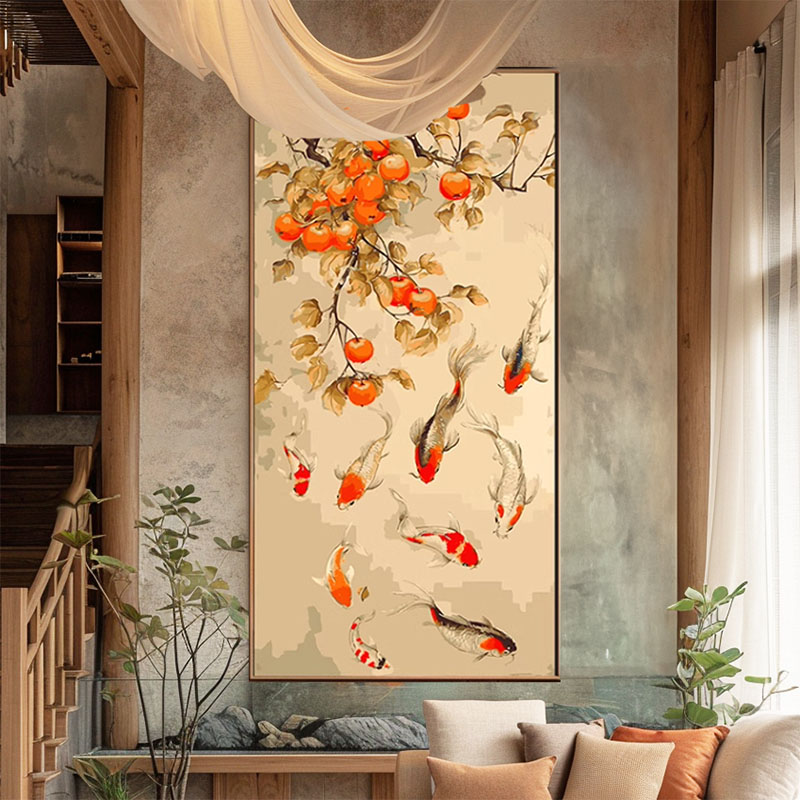 数字油画dciy油彩画客厅玄关大尺寸中国风柿子高级填色填充装饰画