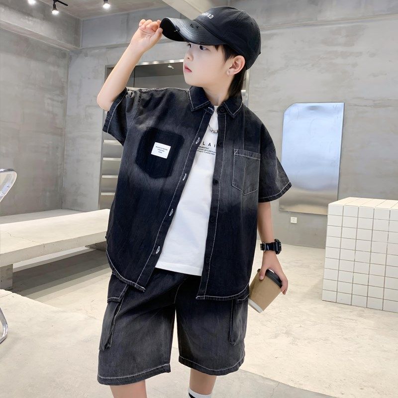 男童夏装套装2025新款儿童夏季短袖衬衫牛仔两件套潮帅气时髦夏款,童装/婴儿装/亲子装,套装,淘宝优惠券,粉丝福利购,淘宝优惠卷