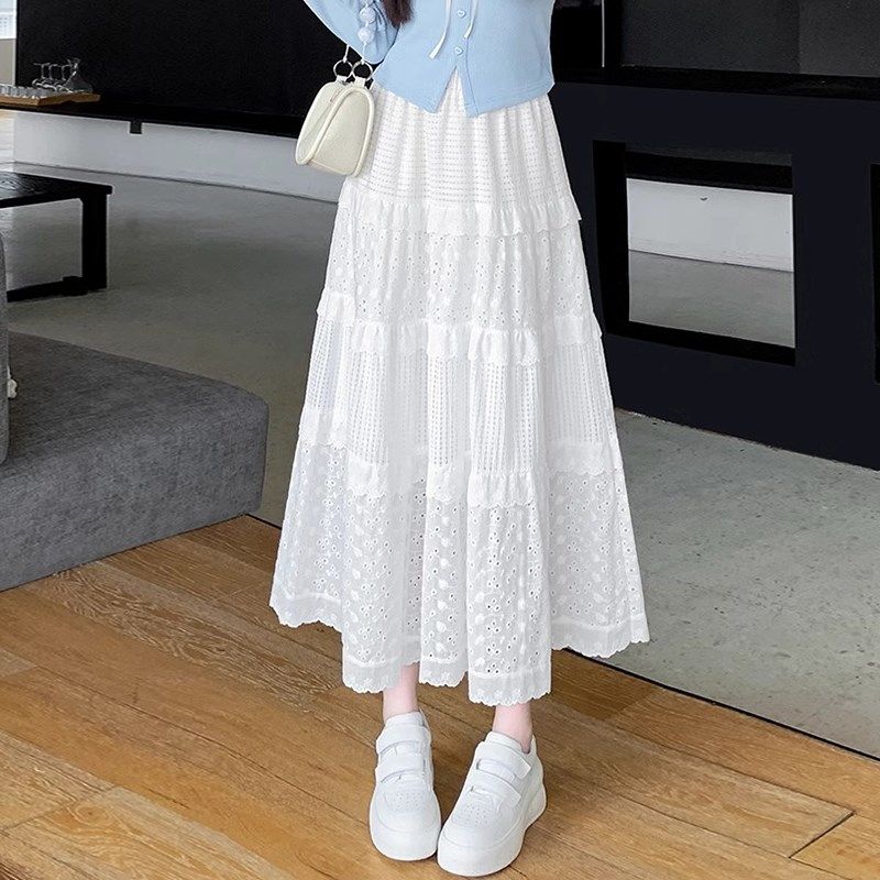 少女白色半身裙春夏款女大童休闲时尚韩系百搭蕾丝花边中长款裙子,童装/婴儿装/亲子装,半身裙,淘宝优惠券,粉丝福利购,淘宝优惠卷