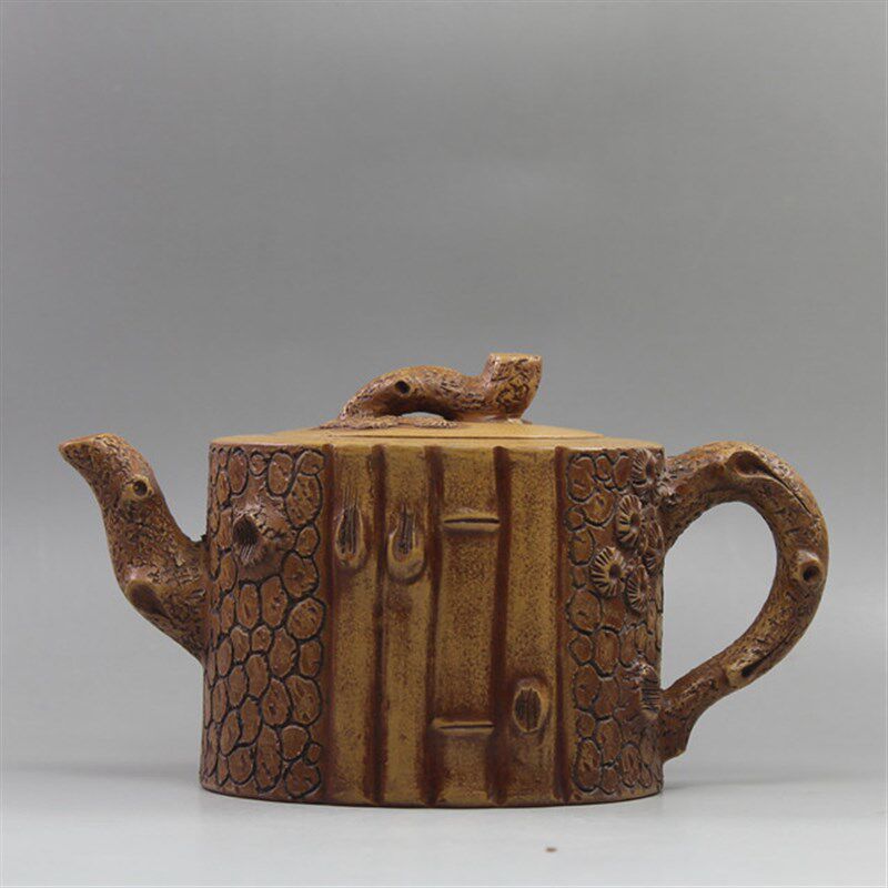 紫砂壶纯全手工仿古仿老工艺品段泥仿陈鸣远树段树桩松针壶茶壶