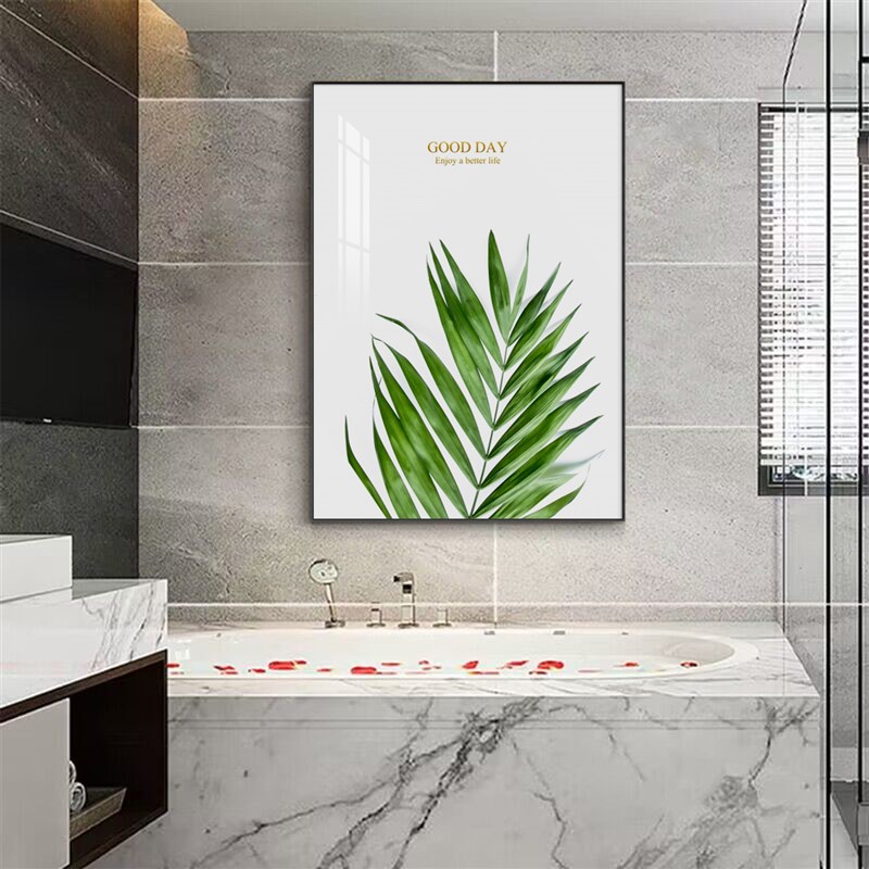 简约小清新绿植装饰画卫生间浴室防水挂画酒O店宾馆浴室挂画厕所图片