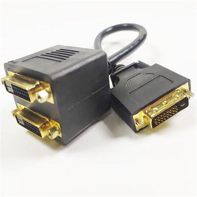 DVI一b分二分配器延长线支持高清1080P一进二出公对母转接线铜芯