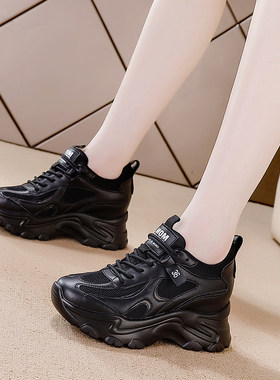 内增高老b爹鞋女2025春季新款百搭厚底爆款软底真皮显瘦休闲运动