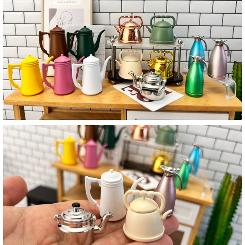 迷你水壶  复古茶壶 保温壶 烧水壶娃娃屋厨房模型摆件拍摄道具