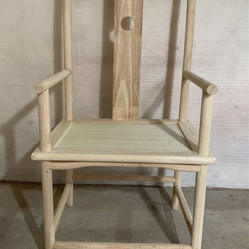 新中式橡木白f胚椅子实木家具太师椅榆木圈椅茶桌主人官帽椅三件