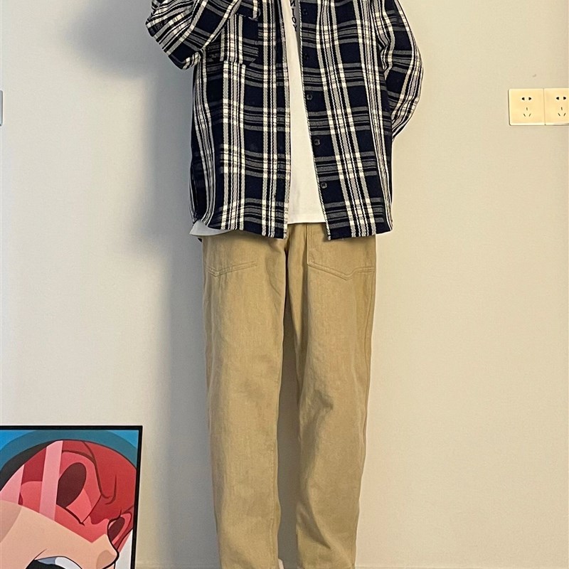 日系衬衫外套男生早春季穿搭休闲简C约衣服男装2024新款复古夹克