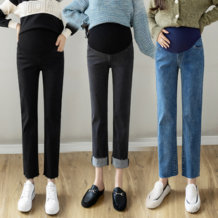 小个子牛仔裤孕妇外穿裤子女秋冬矮个子休闲长裤打底阔腿裤孕妇装