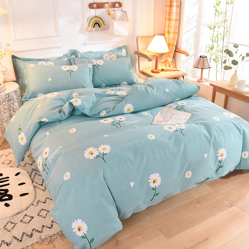 加厚纯棉磨毛四件套100全棉冬季高档简约床单被套三件套床上用品