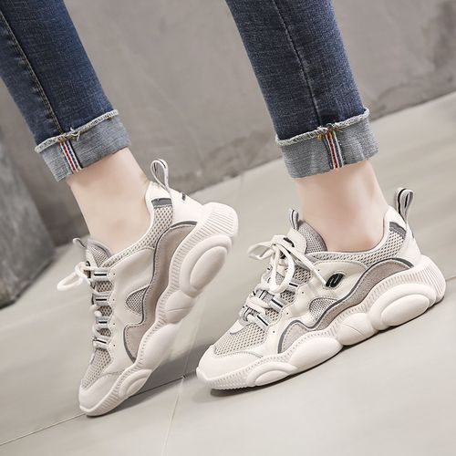 店主强推自留款~新款女春秋厚底网面老爹透气帽子女潮小白XIE潮流