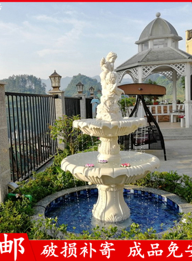 大型园林水景喷泉 庭院假山流水鱼池摆件 欧式婚庆花园天使水循环